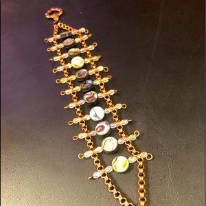 Antique Copper moonshell ladder style bracelet